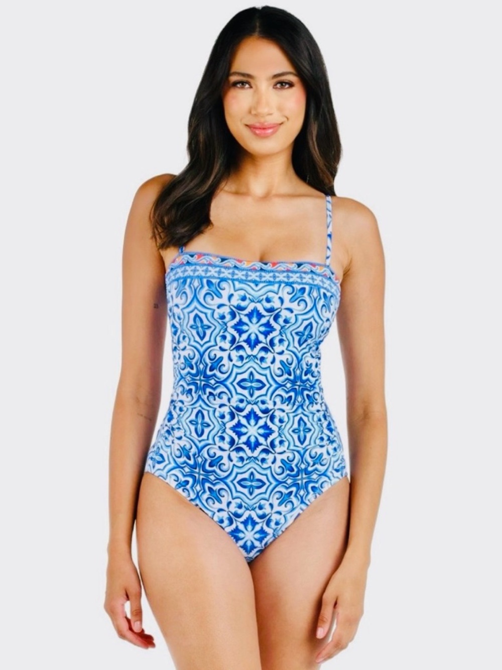 LA BLANCA, Women's Alboran Sea Bandeau One Piece Swimsuit, Size 10, NWOT